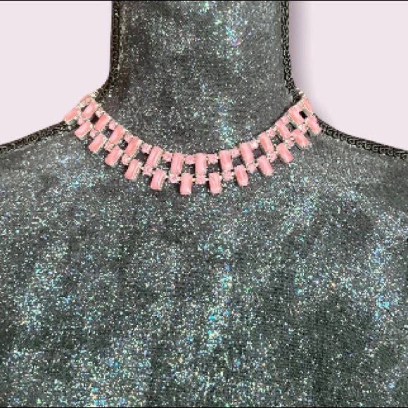 Vintage Jewelry - Vintage Pretty in Pink Stone and Rhinestone Choker Necklace
